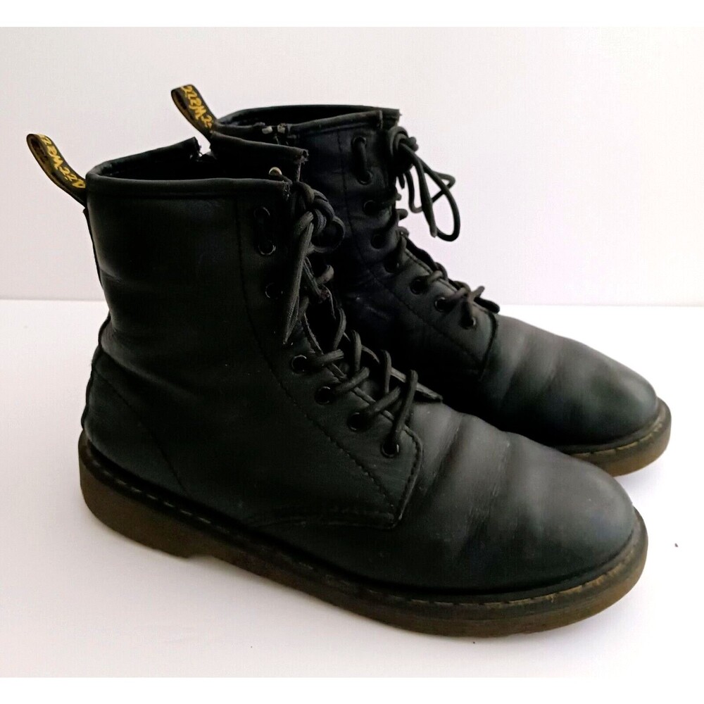 Dr Martens Delaney Blk Leather Air Wair Combat Boot Side Zip US 7 EU 38